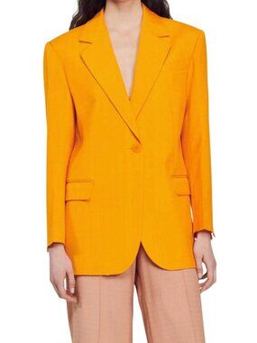 NWT Sandro Harper Woven Blazer Orange Size EU 34 MSRP $565